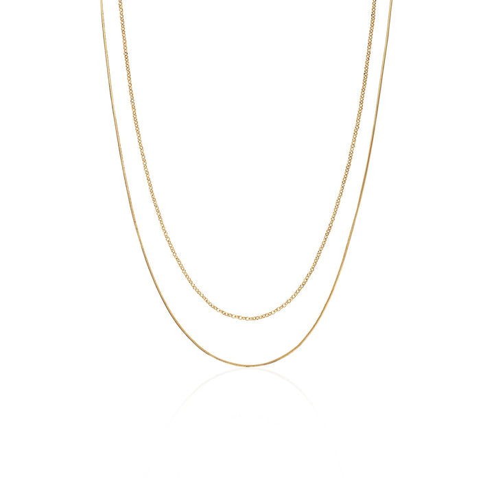 Gold Round Double Link Chain Necklace