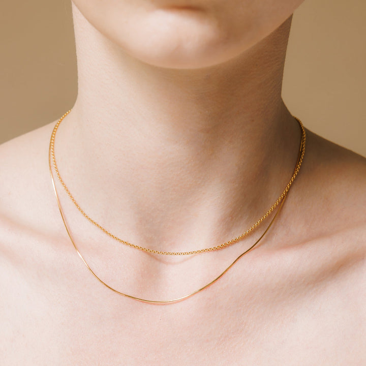 Gold Round Double Link Chain Necklace
