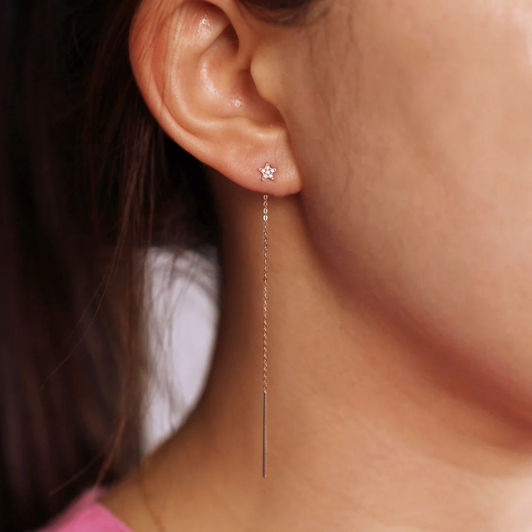 Diamond Star Threader Earrings