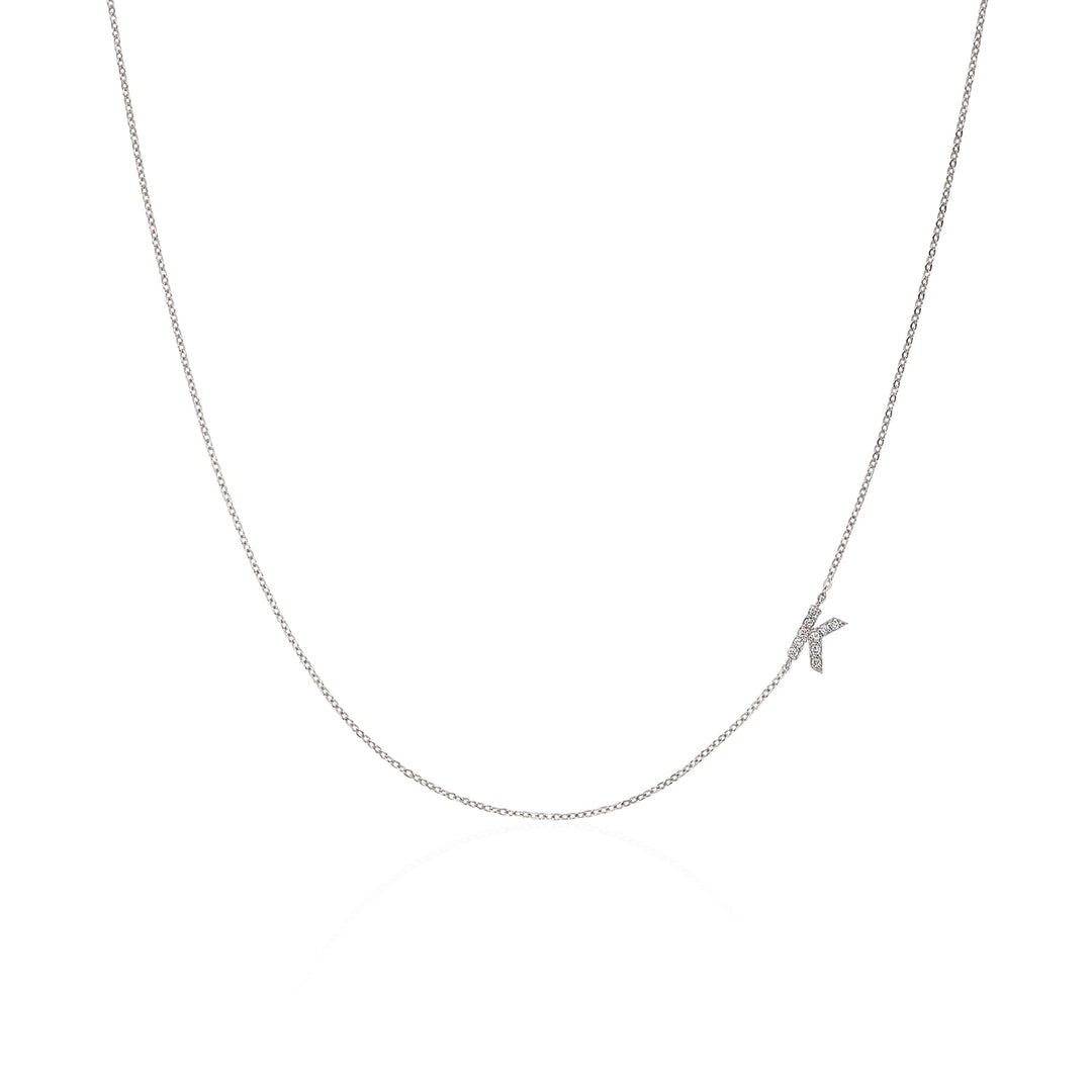 Single Side Initial Diamond Necklace