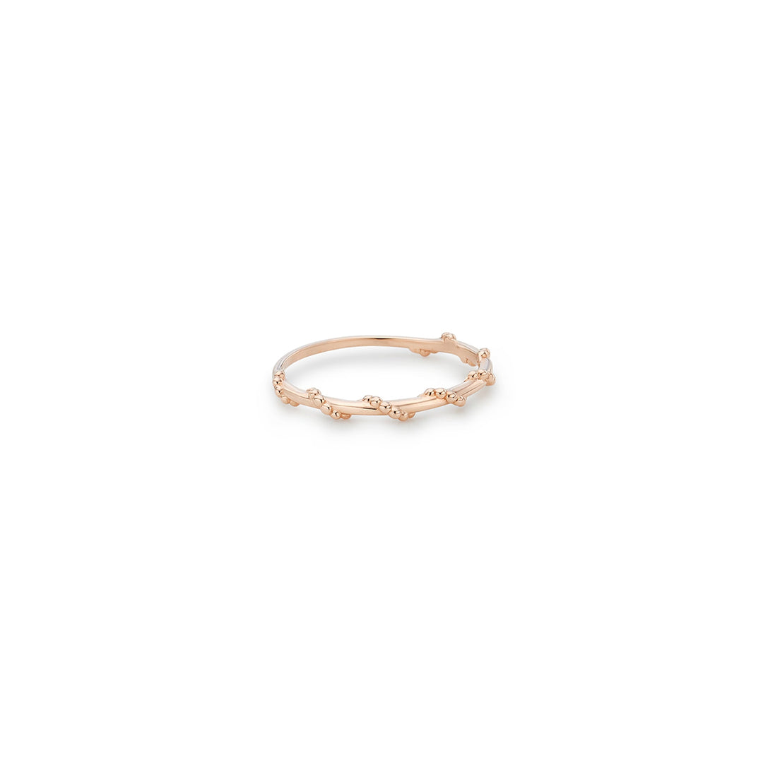 Twist Ball Wave Solid Gold Ring