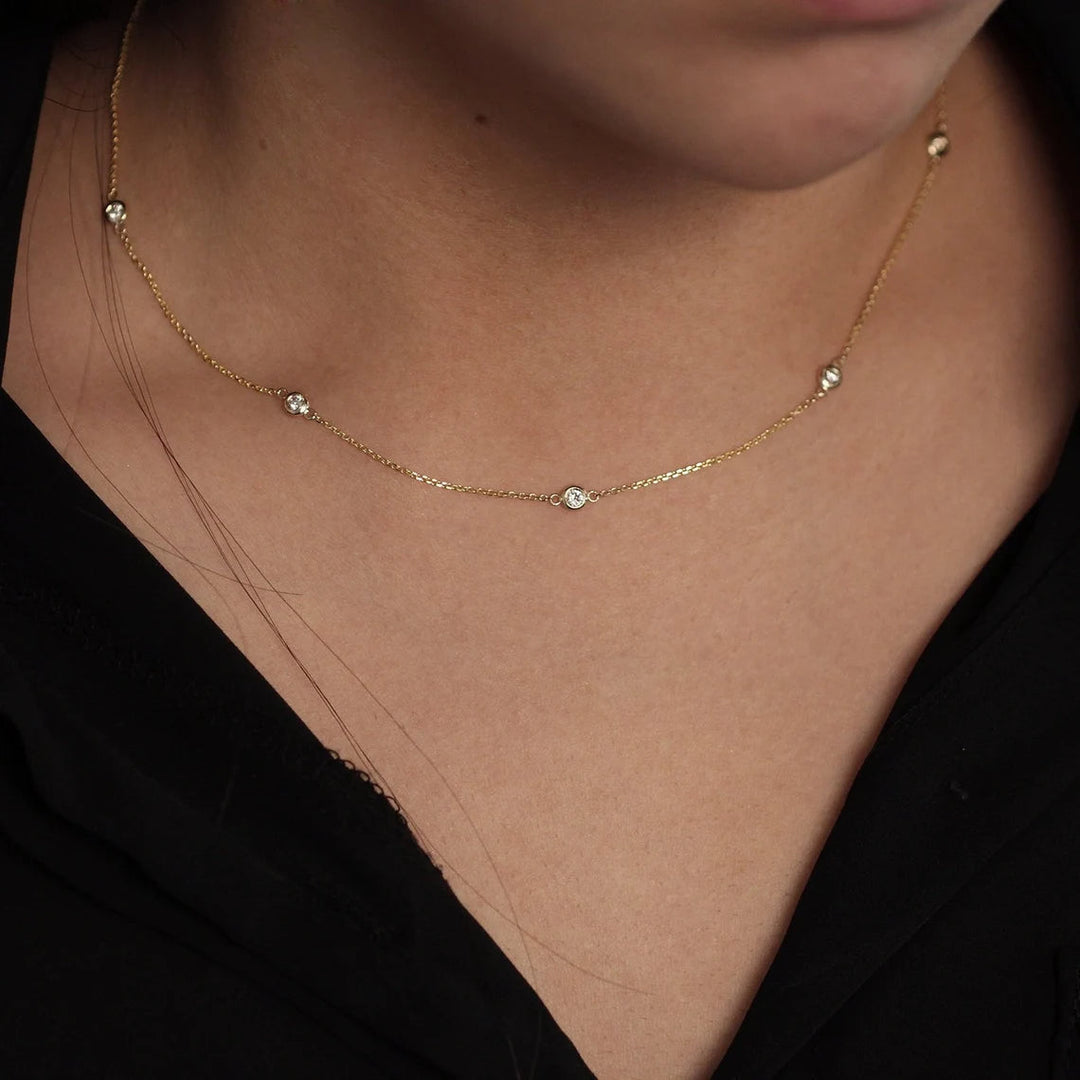 Multiple Bezel Diamond Necklace